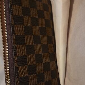 Brown Checkered Wallet   & Card Holder